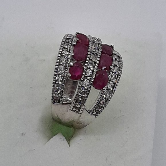 Ruby & Topaz Sterling Silver Ring - Picture 2 of 3